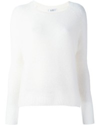 Maglione girocollo di seta bianco di Max Mara