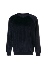 Maglione girocollo di velluto blu scuro di Roberto Collina