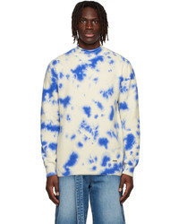 Maglione girocollo effetto tie-dye bianco e blu di We11done