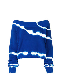 Maglione girocollo effetto tie-dye blu
