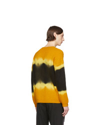 Maglione girocollo effetto tie-dye giallo di Palm Angels