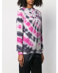 Maglione girocollo effetto tie-dye multicolore di Prada