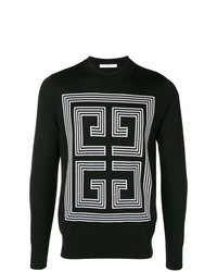 Maglione girocollo geometrico nero e bianco di Givenchy