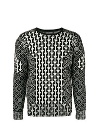 Maglione girocollo geometrico nero e bianco di Neil Barrett