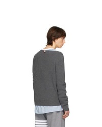 Maglione girocollo grigio scuro di Thom Browne