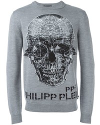 Maglione girocollo grigio di Philipp Plein