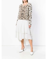 Maglione girocollo in mohair leopardato beige di Loewe