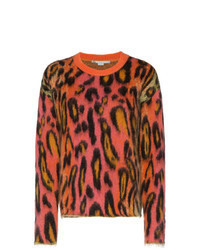 Maglione girocollo in mohair leopardato multicolore