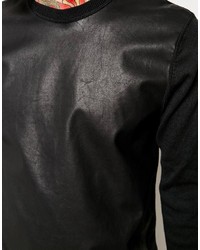 Maglione girocollo in pelle nero di Asos