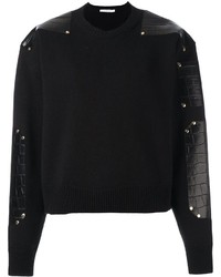 Maglione girocollo in pelle nero di Givenchy