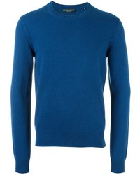 Maglione girocollo lavorato a maglia blu di Dolce & Gabbana