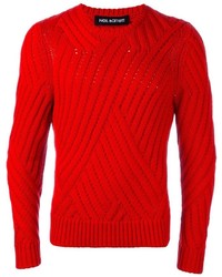 Maglione girocollo lavorato a maglia rosso