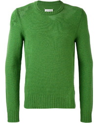 Maglione girocollo lavorato a maglia verde di Maison Margiela