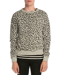 Maglione girocollo leopardato beige