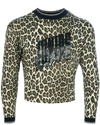 Maglione girocollo leopardato beige di Jean Paul Gaultier