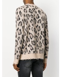 Maglione girocollo leopardato beige di R13