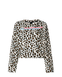 Maglione girocollo leopardato beige di Pinko