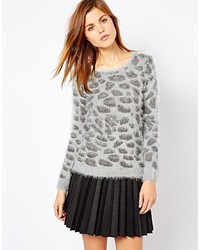 Maglione girocollo leopardato grigio di A Wear