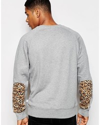 Maglione girocollo leopardato grigio di adidas