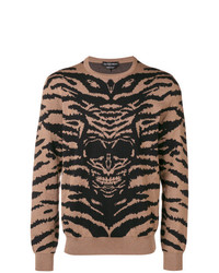 Maglione girocollo leopardato marrone chiaro di Alexander McQueen