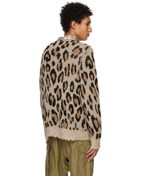 Maglione girocollo leopardato marrone chiaro di R13