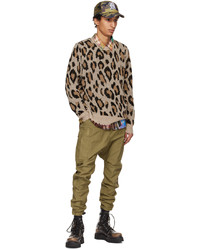 Maglione girocollo leopardato marrone chiaro di R13