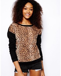 Maglione girocollo leopardato marrone chiaro di Glamorous