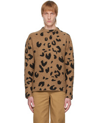 Maglione girocollo leopardato marrone chiaro di Jil Sander