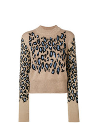 Maglione girocollo leopardato marrone chiaro di Kenzo
