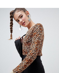 Maglione girocollo leopardato marrone chiaro di Monki