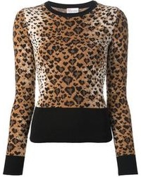 Maglione girocollo leopardato marrone chiaro di RED Valentino