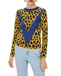 Maglione girocollo leopardato multicolore