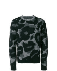 Maglione girocollo leopardato nero