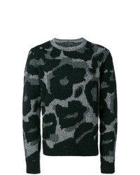 Maglione girocollo leopardato nero di Stella McCartney
