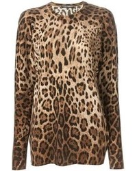 Maglione girocollo leopardato