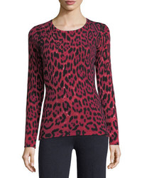 Maglione girocollo leopardato rosso