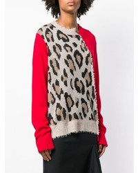 Maglione girocollo leopardato rosso di R13