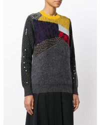 Maglione girocollo patchwork grigio scuro di Junya Watanabe