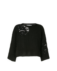 Maglione girocollo patchwork nero