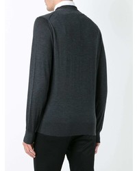 Maglione girocollo ricamato grigio scuro di Dolce & Gabbana