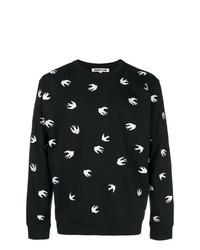 Maglione girocollo ricamato nero e bianco di McQ Alexander McQueen
