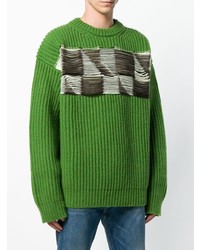Maglione girocollo ricamato verde di Calvin Klein 205W39nyc