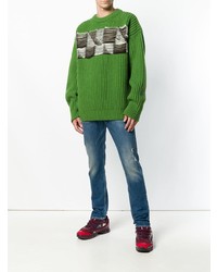 Maglione girocollo ricamato verde di Calvin Klein 205W39nyc