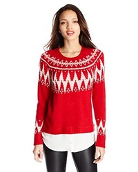 Maglione girocollo rosso e bianco