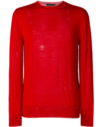 Maglione girocollo rosso di Alexander McQueen