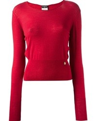 Maglione girocollo rosso di Chanel