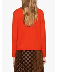 Maglione girocollo stampato arancione di Gucci