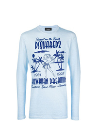 Maglione girocollo stampato azzurro di DSQUARED2
