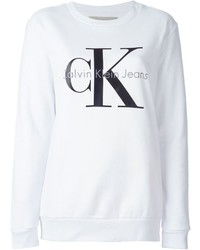 Maglione girocollo stampato bianco e nero di Calvin Klein Jeans