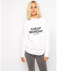 Maglione girocollo stampato bianco e nero di Cheap Monday